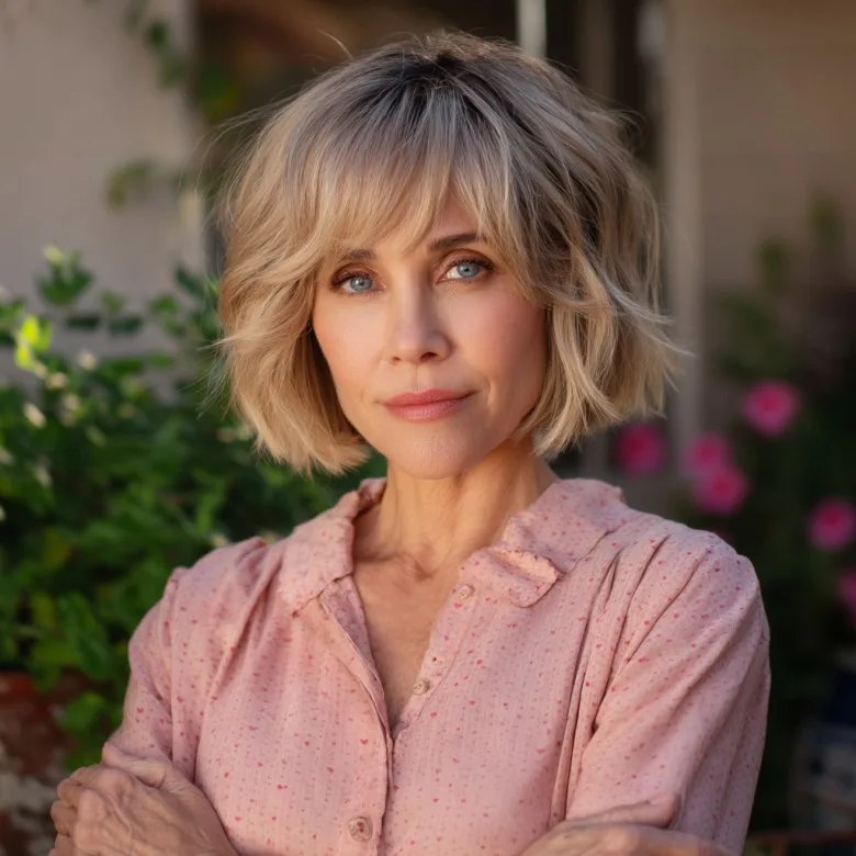 Soft Layered Bob with Face-Framing Bangs