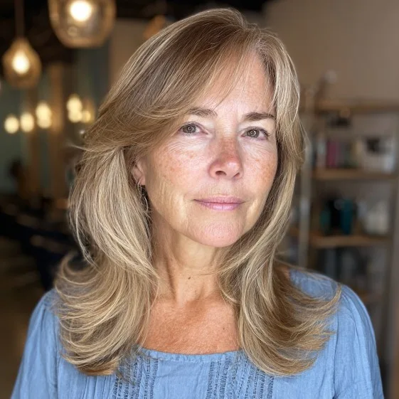 Soft Layered Cut with Face-Framing Bangs