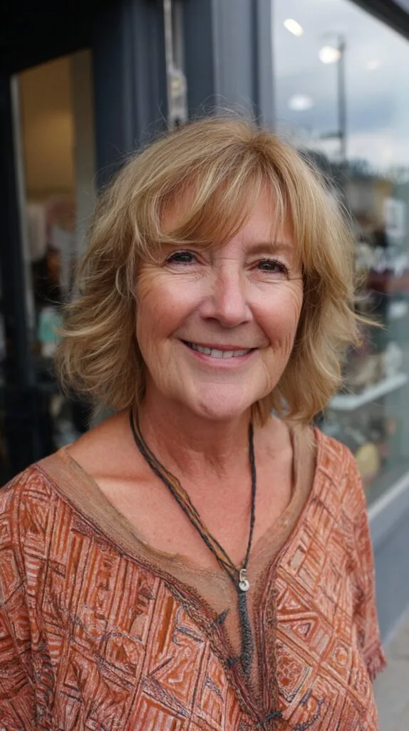 Soft Layered Feathered Bob with Light Curtain Fringe