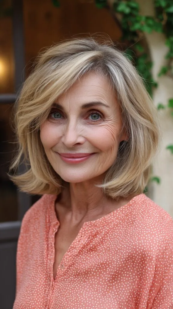 Soft Layered Shoulder-Grazing Bob with Side-Swept Fringe