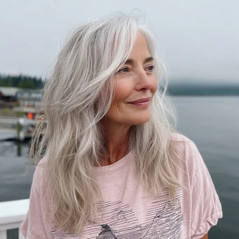 Soft Layered Silver Waves