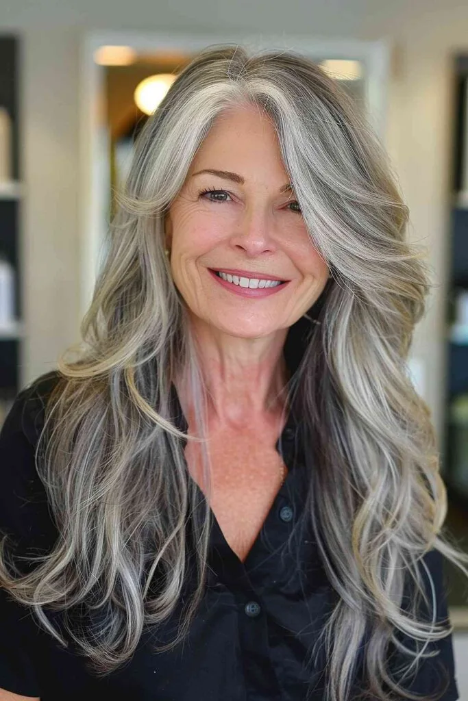 Soft Layers for Greying Hair for women past 60