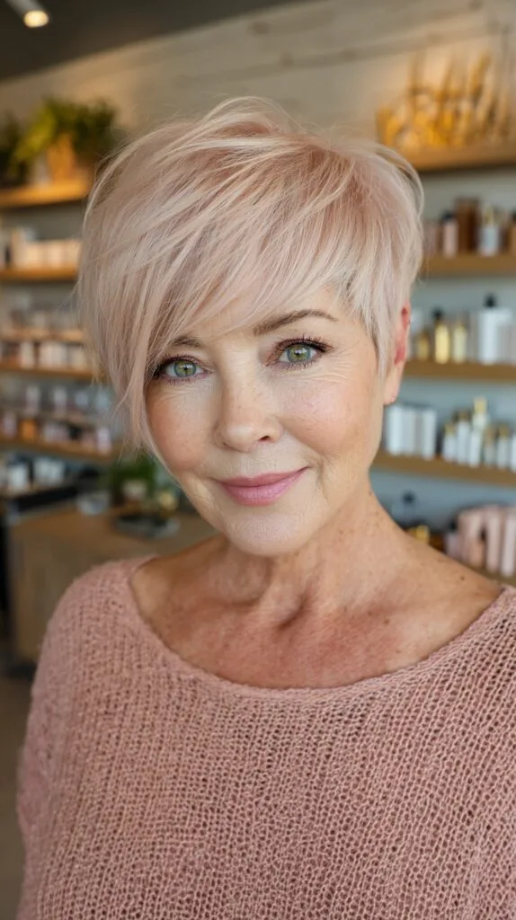 Soft Rose Gold Tousled Pixie