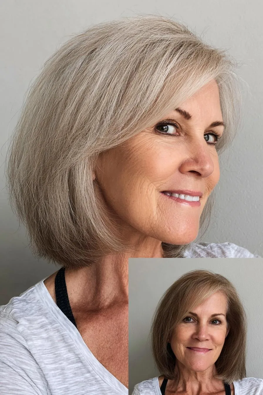 Soft Silver Blonde Bob