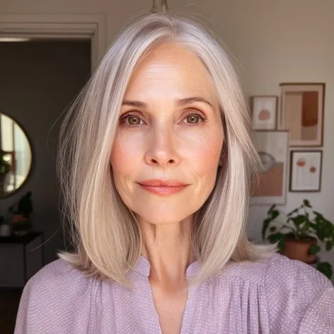 Soft Silver Layered Bob with Subtle Shine