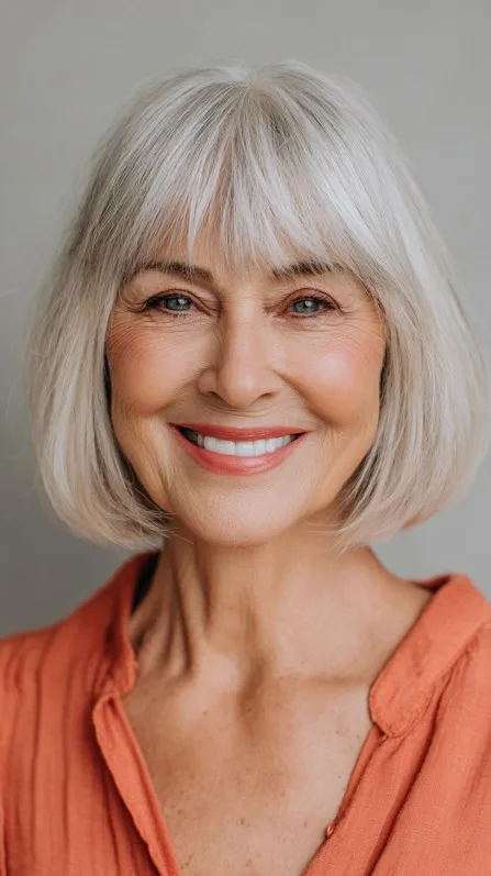 Soft Silver Mushrooms with Feathered Bangs