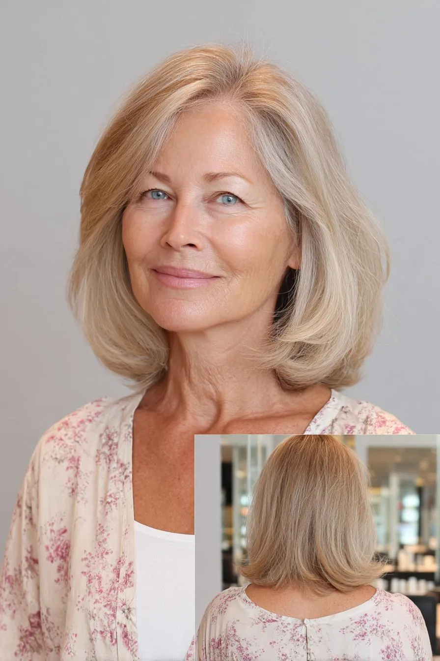 Soft Silvery Blonde Bob