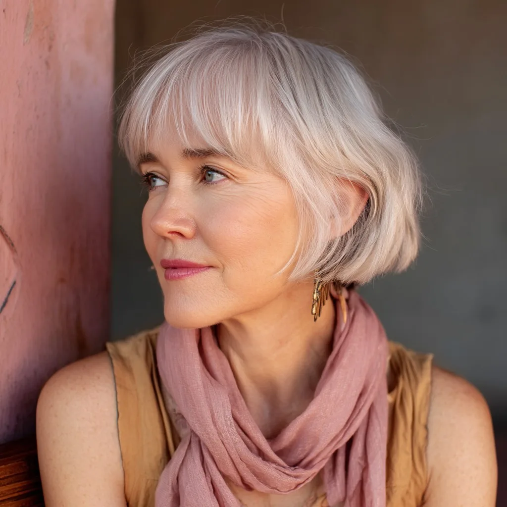 Soft Textured Bob with Bangs