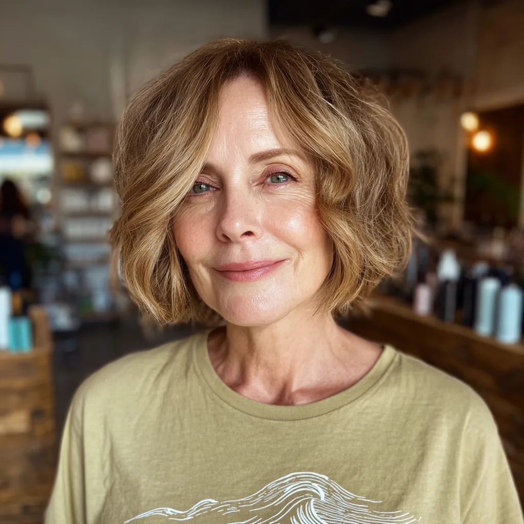 Soft Textured Bronde Bob with Effortless Volume