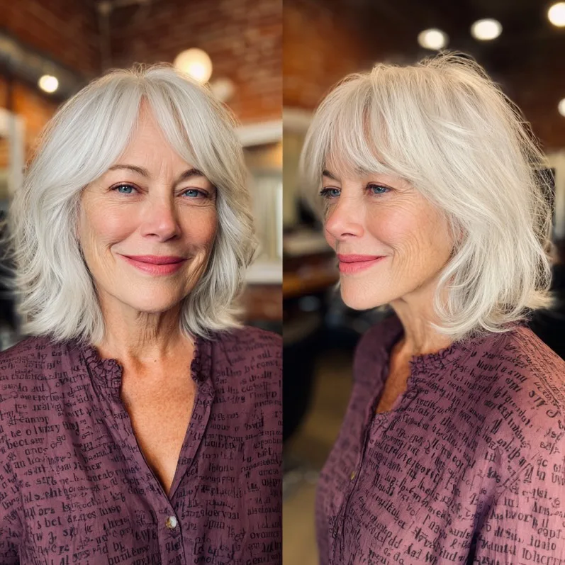 Soft Textured Lob with Wispy Bangs