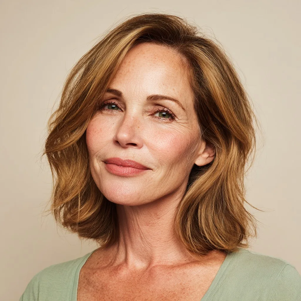 Soft Textured Mid-Length Cut with Subtle Waves