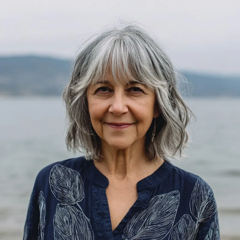 Soft Wavy Lob with Gentle Bangs