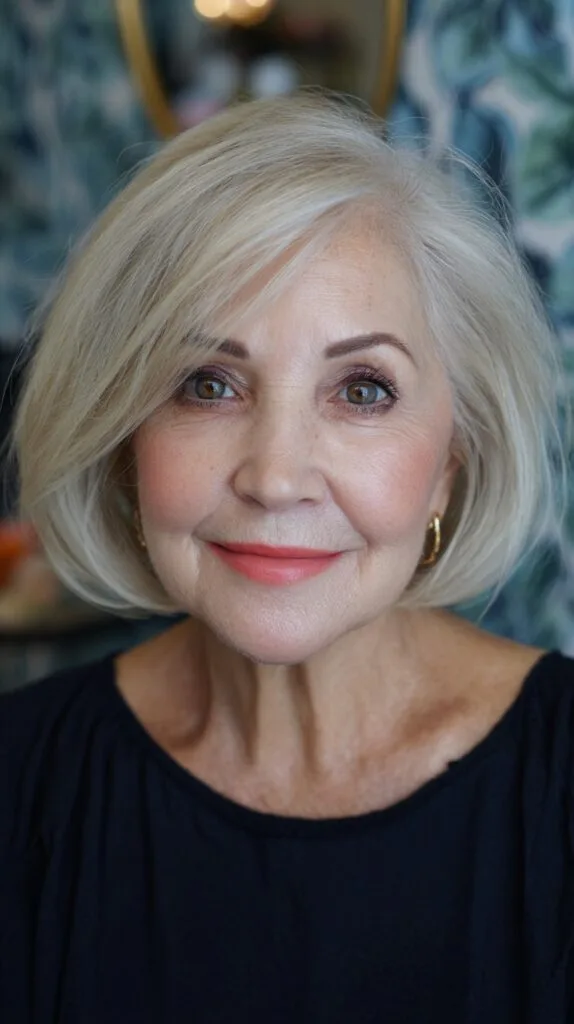 Softly Layered Blonde Bob with Subtle Waves