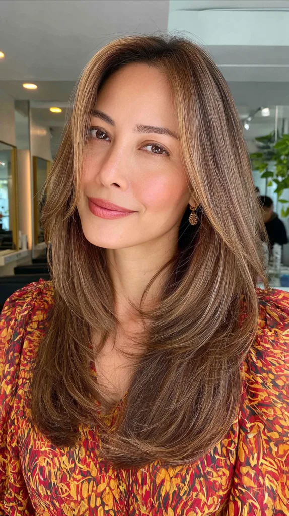 Softly Layered Long Hair with Face-Framing Highlights