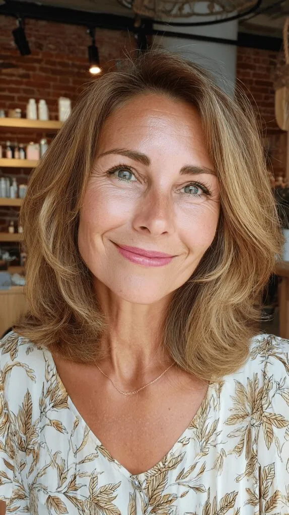 Softly Layered Medium Cut with Gentle Waves