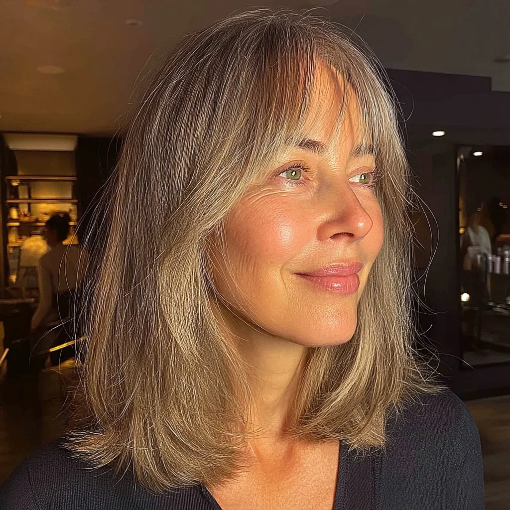 Softly Layered Medium Cut with Wispy Bangs