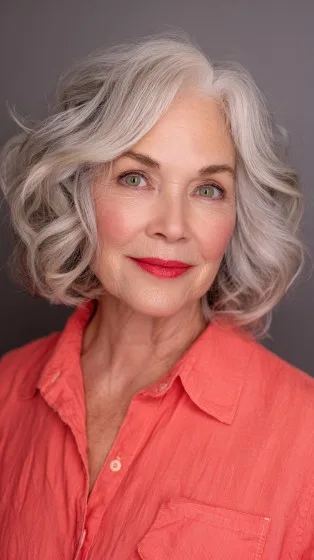 Softly Layered Shaggy Bob with Gentle Curls