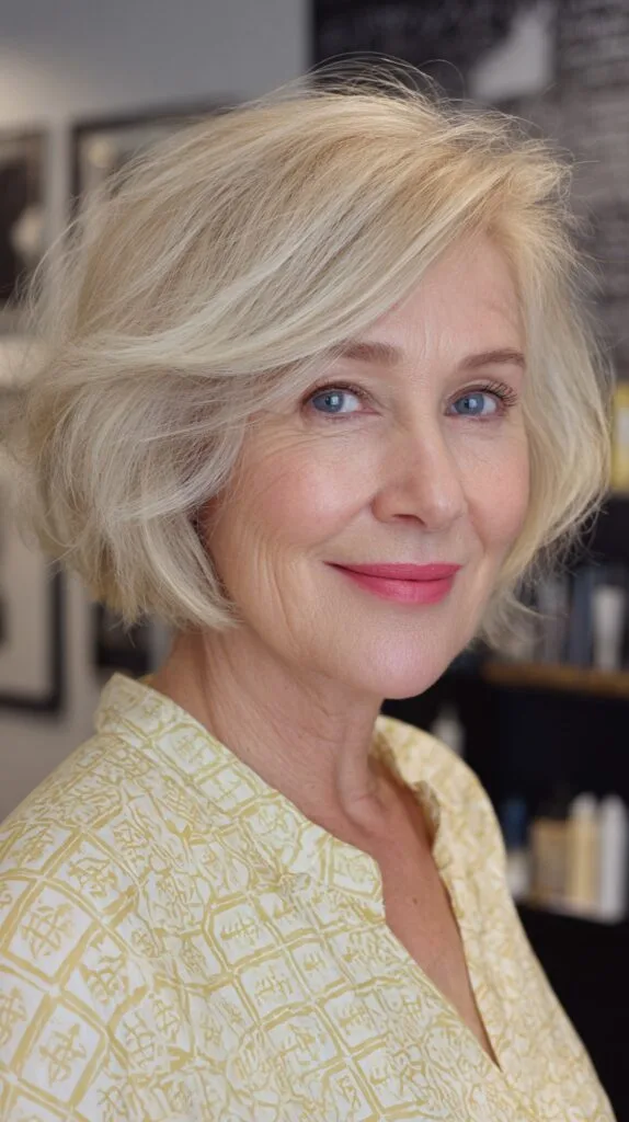 Softly Textured Blonde Bob with Gentle Movement