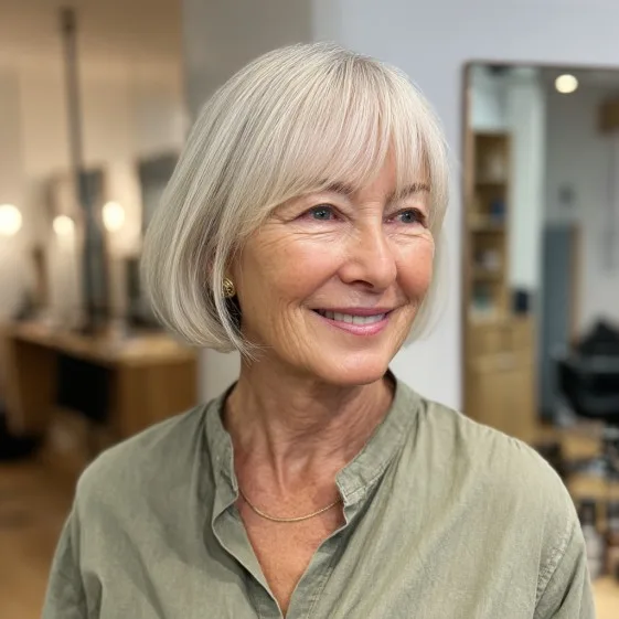Softly Textured Bob with Gentle Bangs