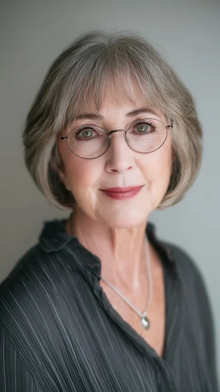 Softly Textured Gray Bob with Subtle Layers