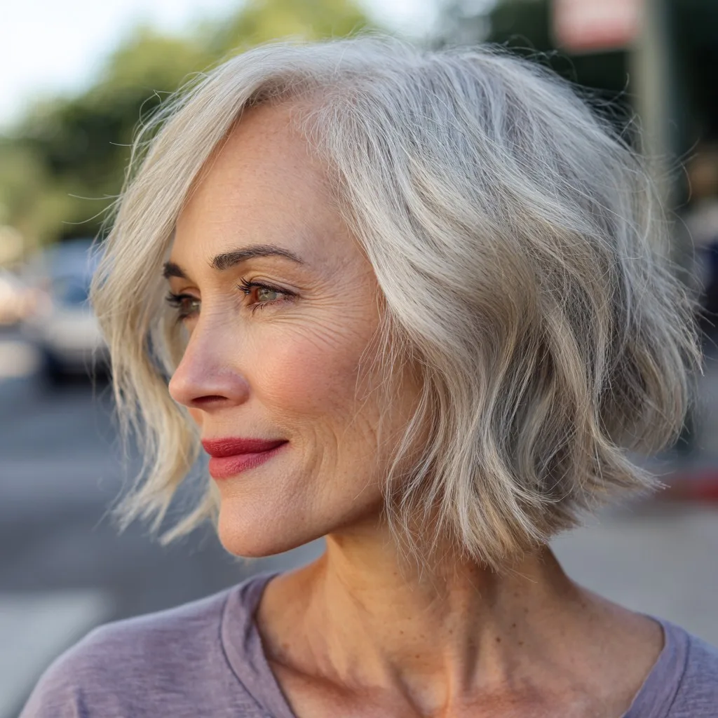 Softly Textured Inverted Bob with Gentle Waves