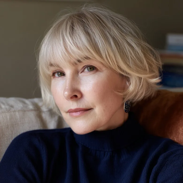 Softly Textured Layered Bob with Gentle Bangs