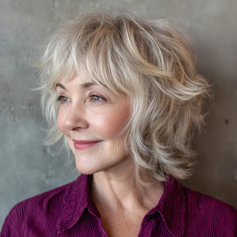 Softly Textured Layered Shag with Subtle Highlights