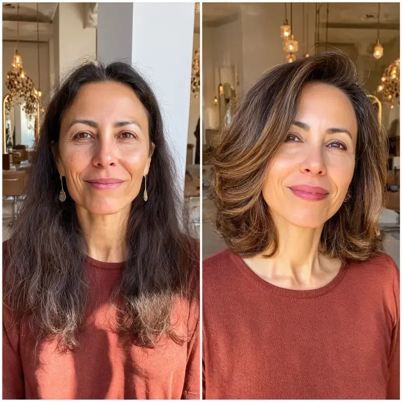 Softly Textured Medium-Length Cut with Rich Waves