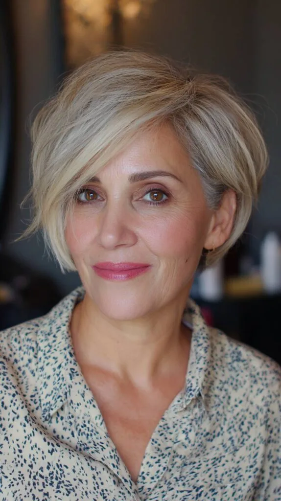 Softly Textured Side-Swept Bob