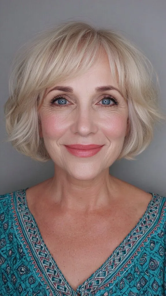 Softly Tousled Blonde Bob with Natural Roots