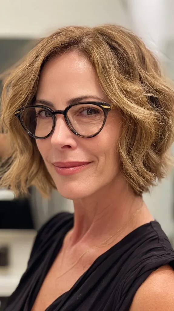 Softly Tousled Layered Bob for Mature Women