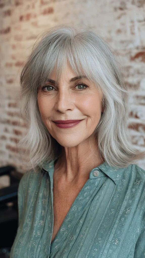 Softly Tousled Lob with Face-Framing Curtain Bangs