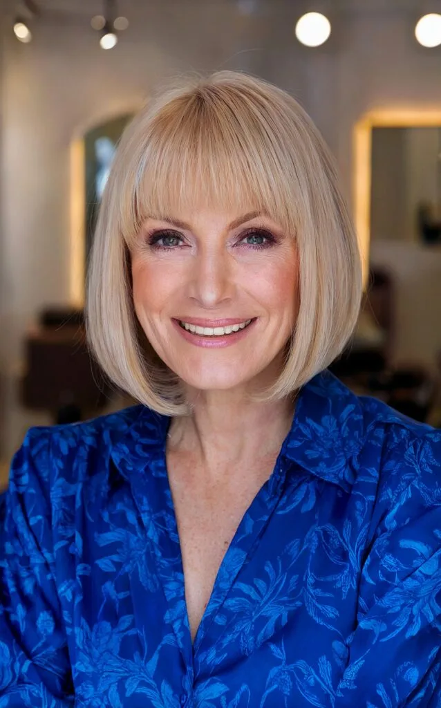 stylish bob with fringe for 50-year-olds