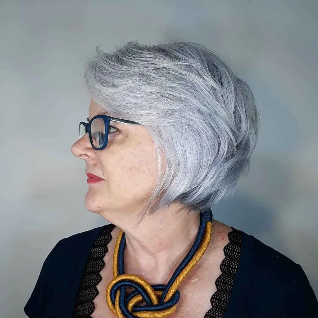 Stylish Grey Textured Bob for Older Women 70+