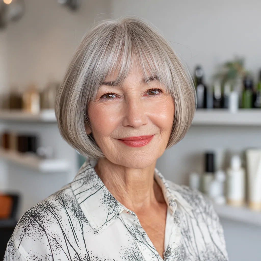 Stylish Jaw-Length Bob with Soft Blunt Bangs