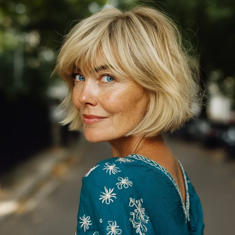 Stylish Layered Bob with Chic Bangs