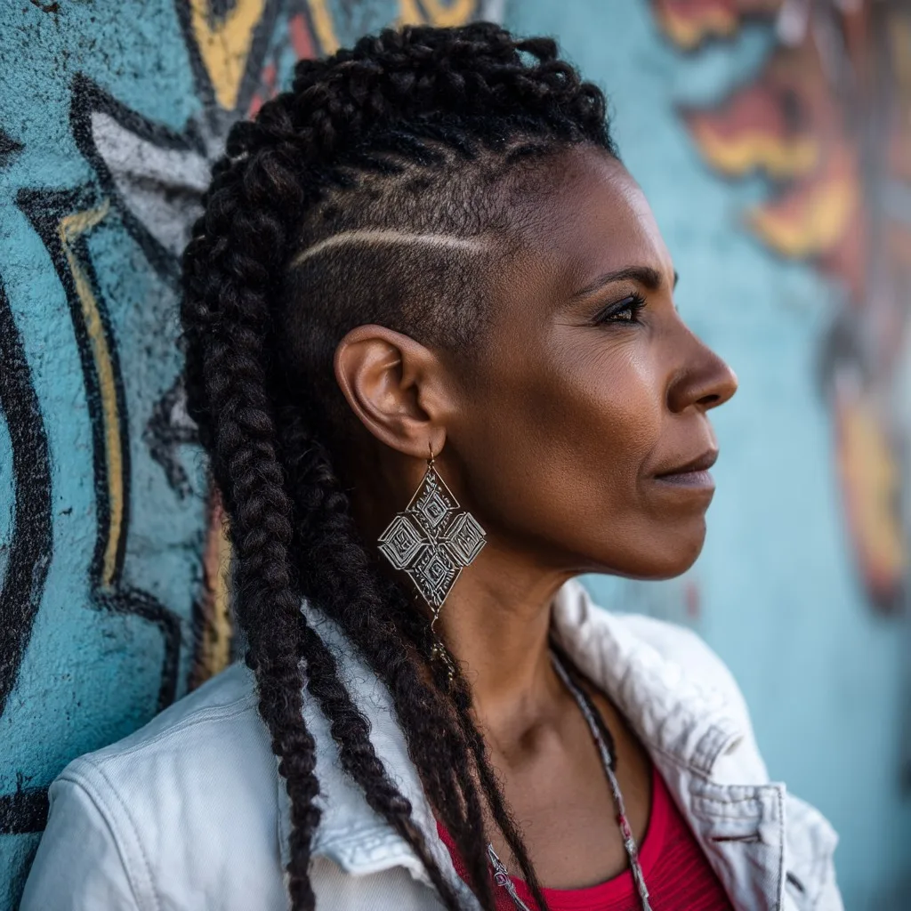Stylish Mohawk Braids with Faded Sides