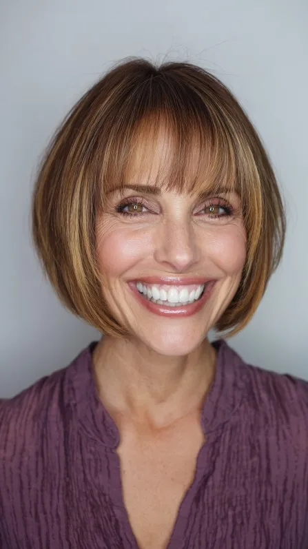 Stylish Rounded Bob with Face-Framing Bangs