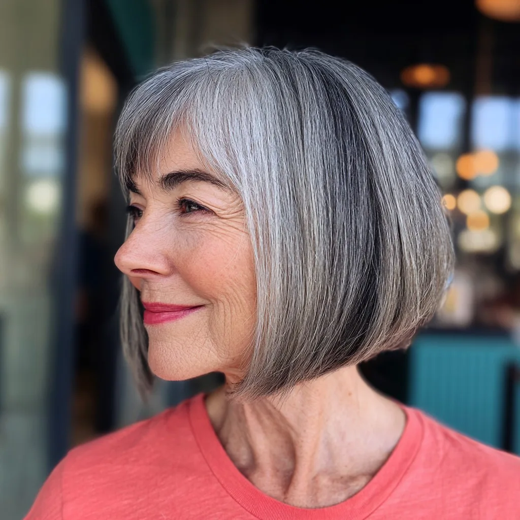 Stylish Silver Inverted Bob with Subtle Texture
