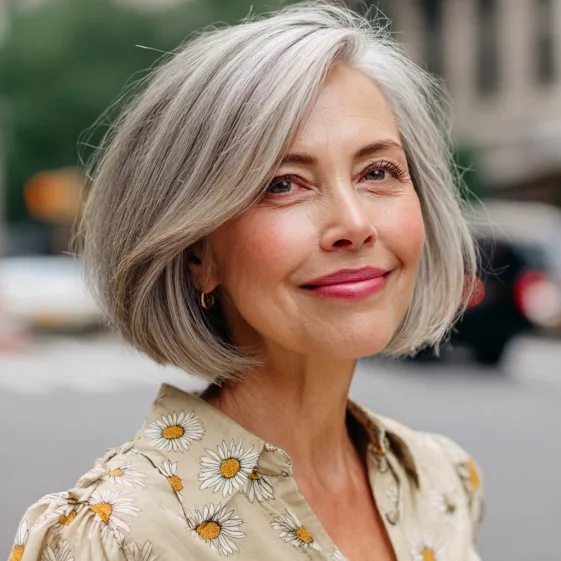 Stylish Soft Angled Bob with Subtle Volume