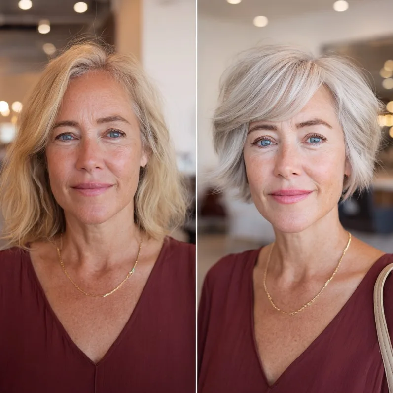 Stylish Softly Layered Silver Bob