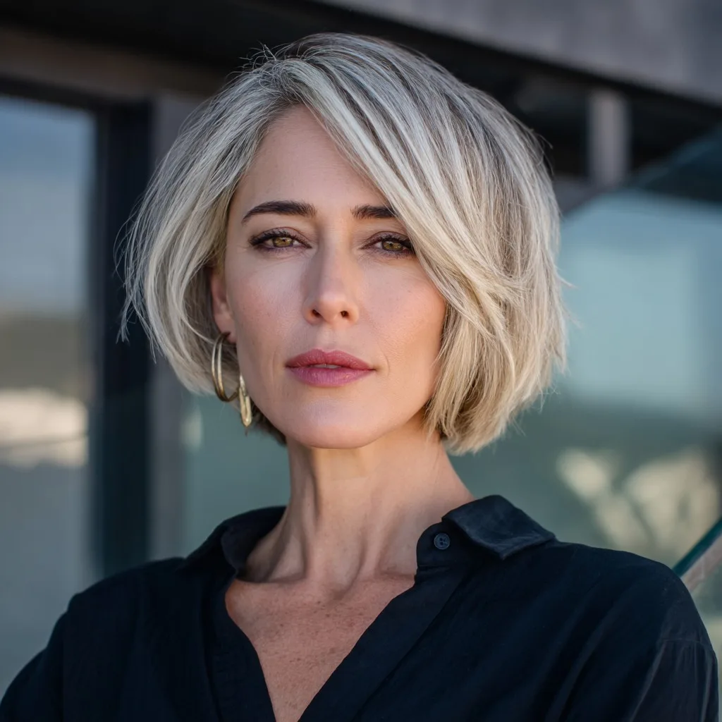 Stylish Textured Bob for Thick Hair Over 40