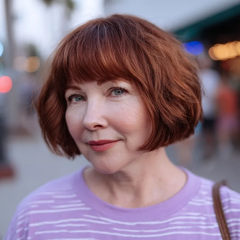 Stylish Textured Bob with Soft Fringe