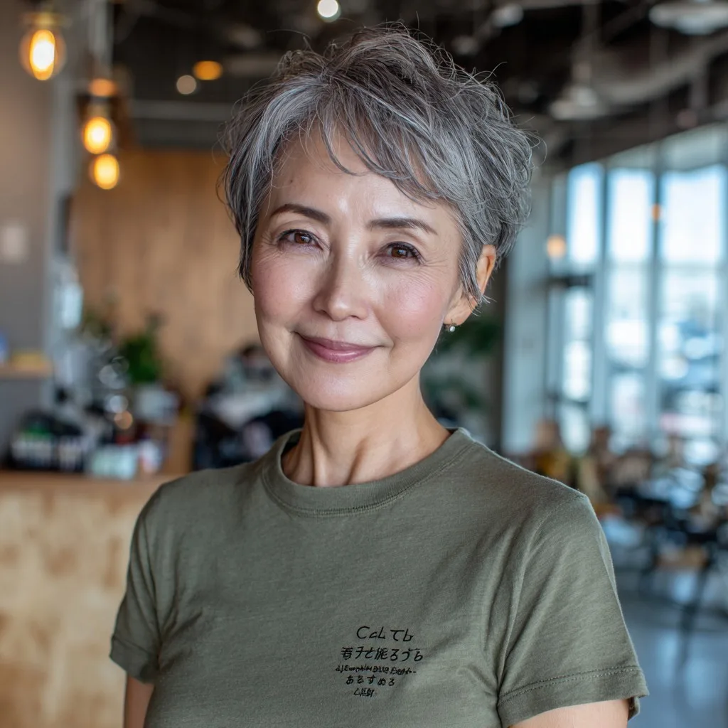 Stylish Textured Grey Pixie with Soft Volume