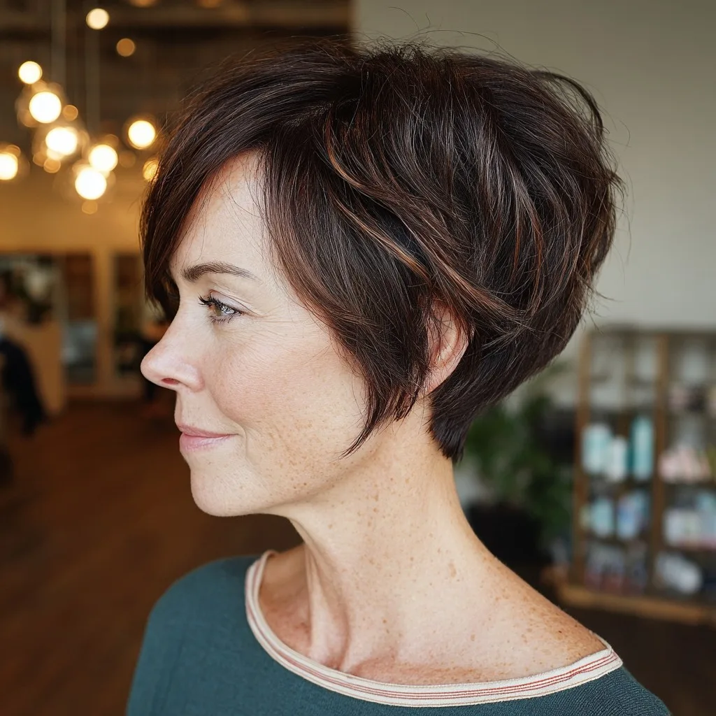 Stylish Textured Stacked Pixie with Subtle Highlights
