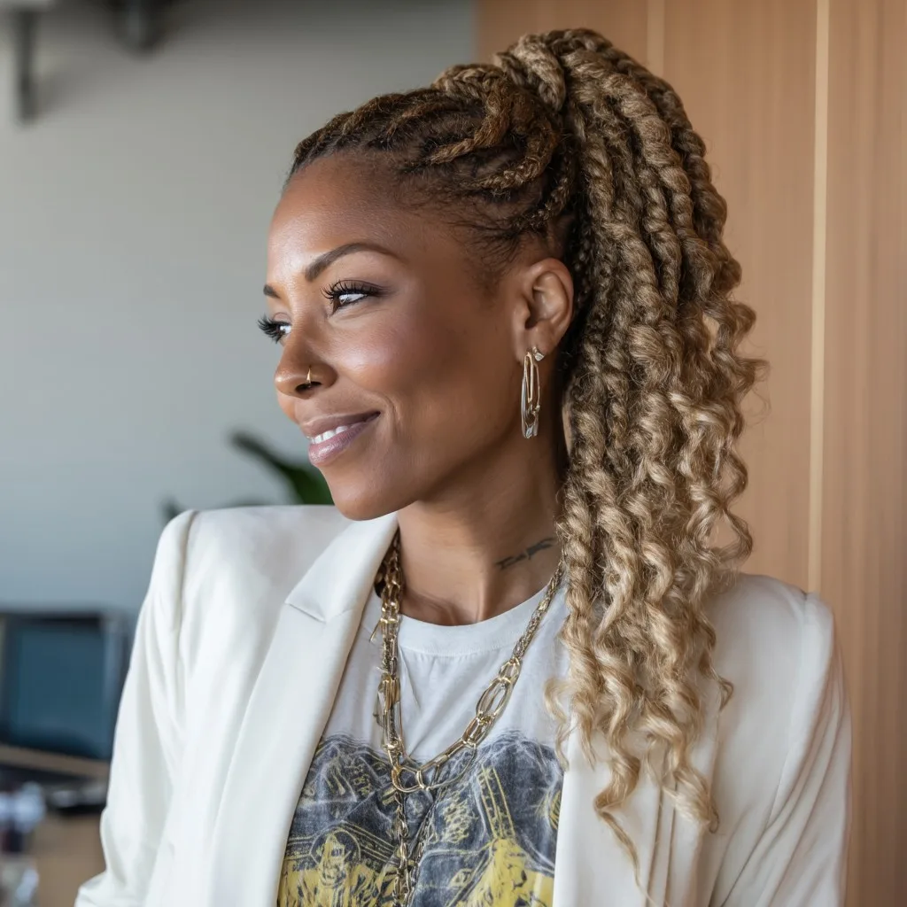 Stylish Twisted Ponytail with Lightened Ends