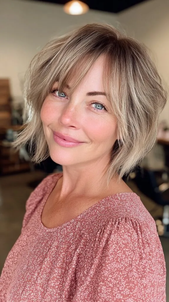 Sunkissed Textured Bob with Soft Highlights