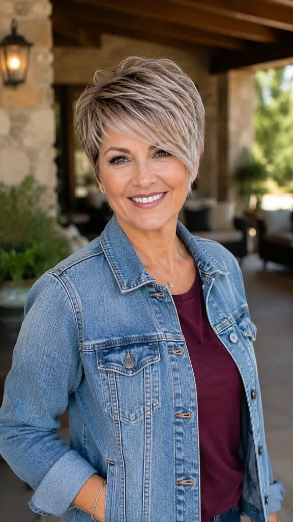 Swept-Forward Ash Blonde Pixie with Piecy Fringe