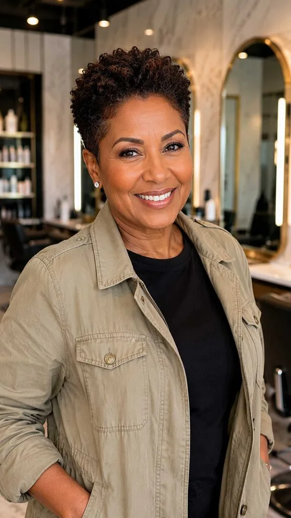 Tapered Natural Curls with Height on Top