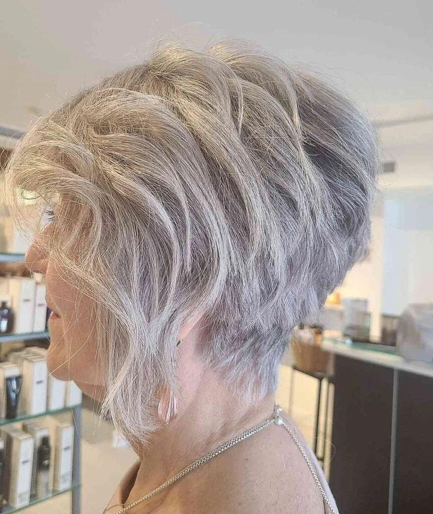 Tapered Pixie with Waves for Thick Hair for a Woman in her 60s